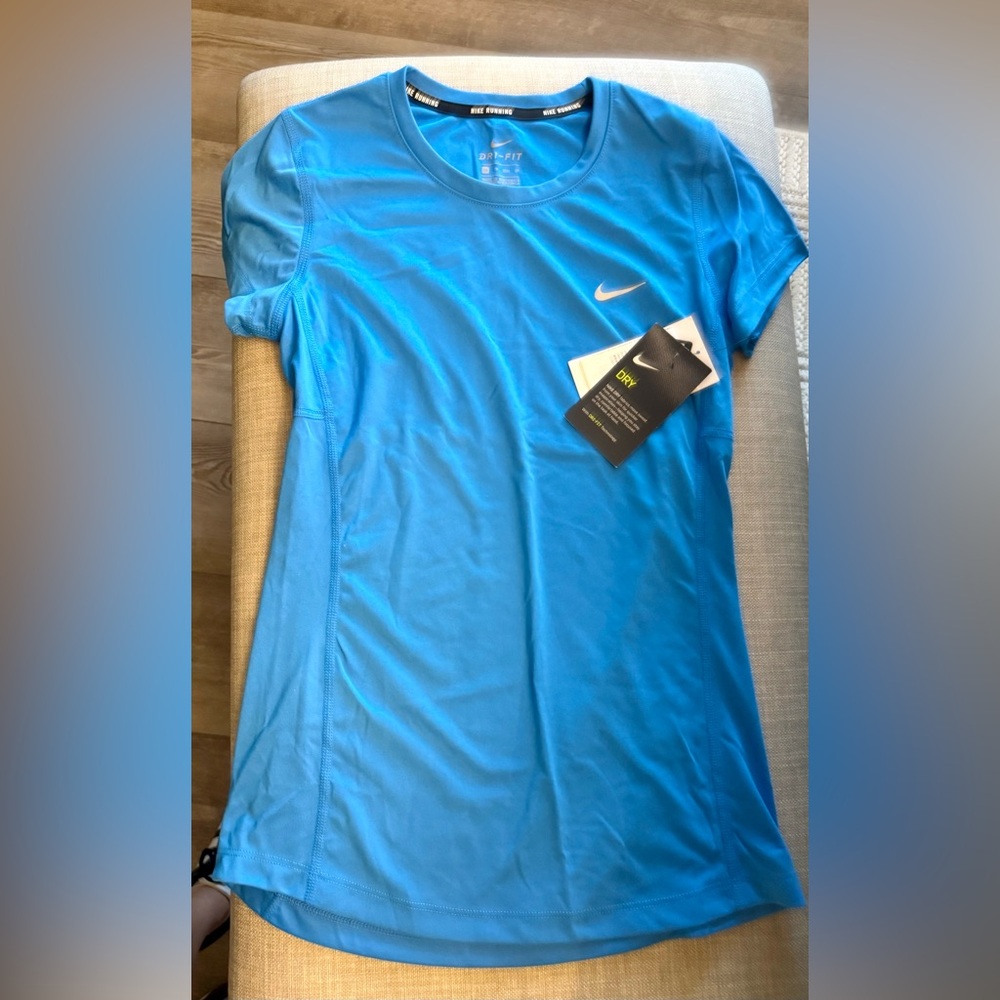 Nike Blue Dri-FIT Running Tee with White Swoosh